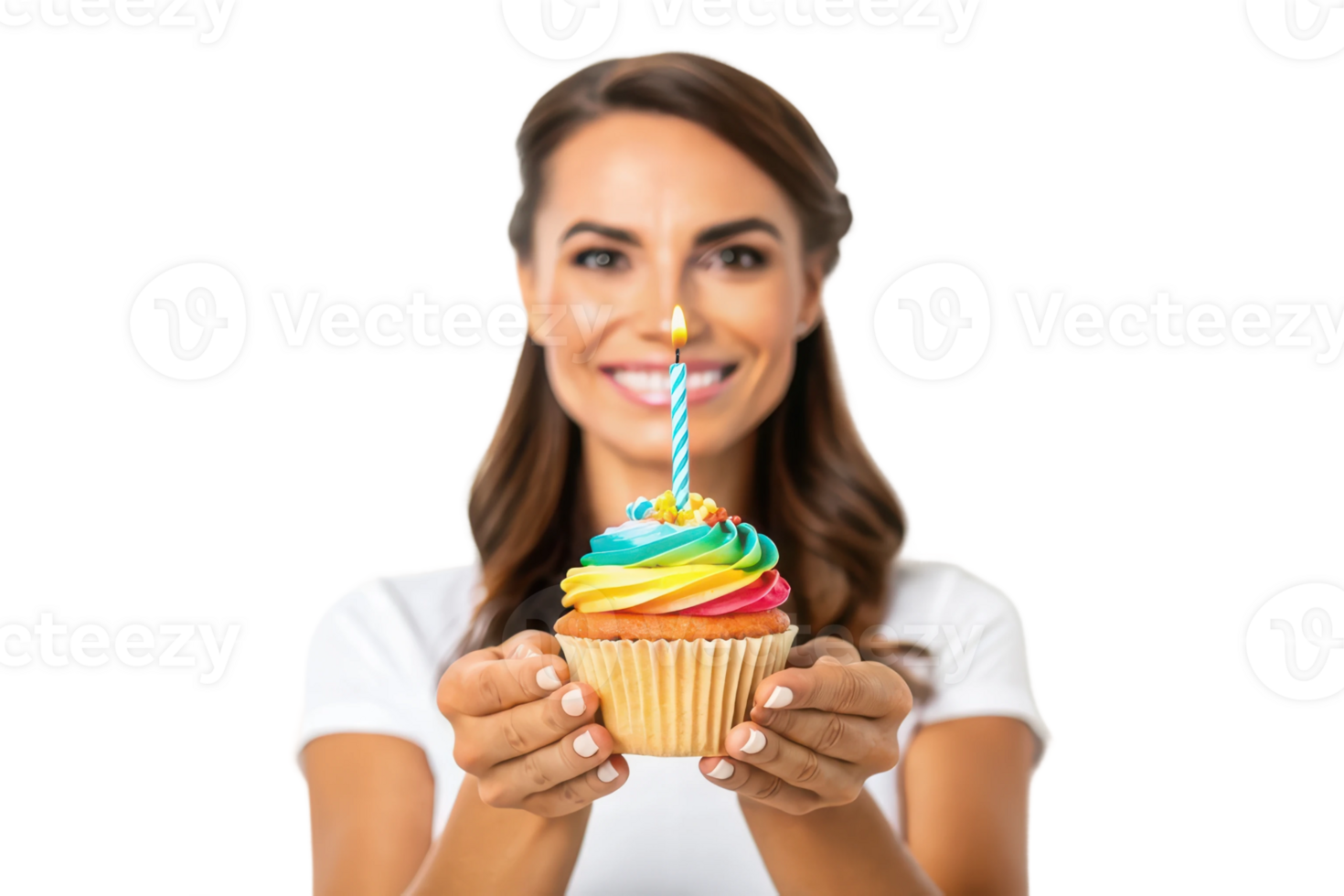 Celebrating with a colorful birthday cupcake png