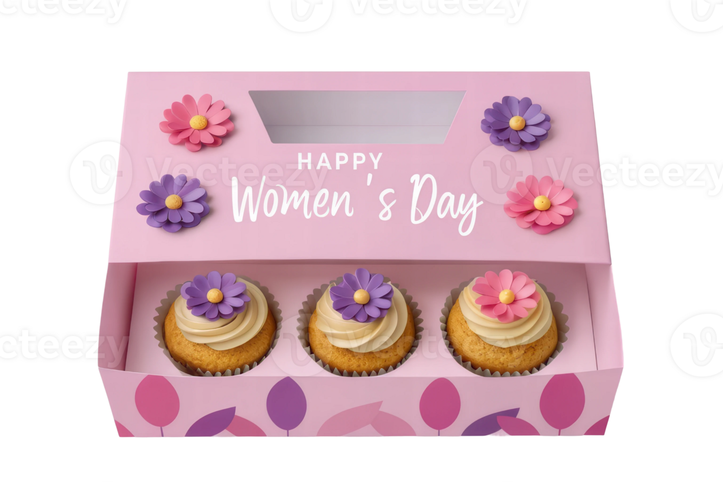Celebrate Women's Day with decorated cupcakes png