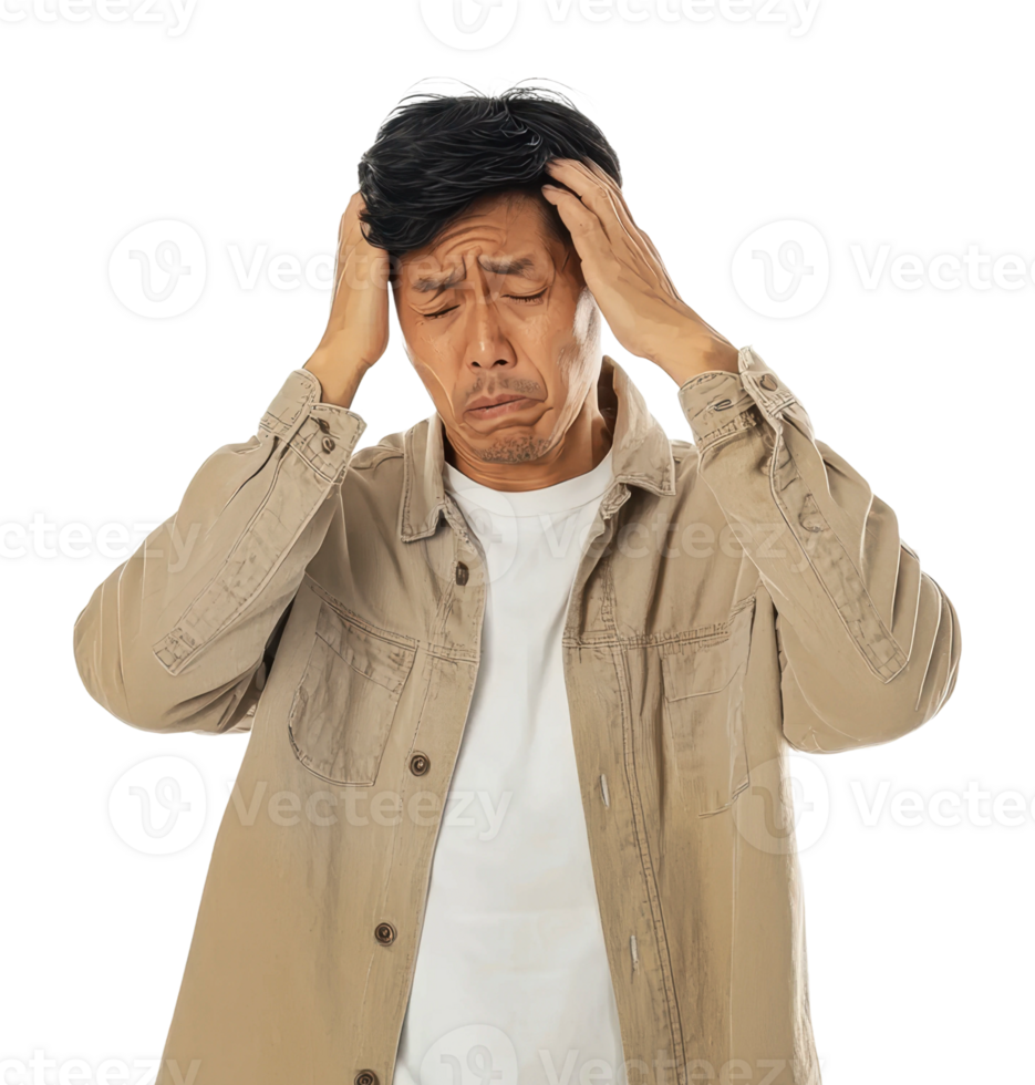 Man showing signs of stress and frustration png