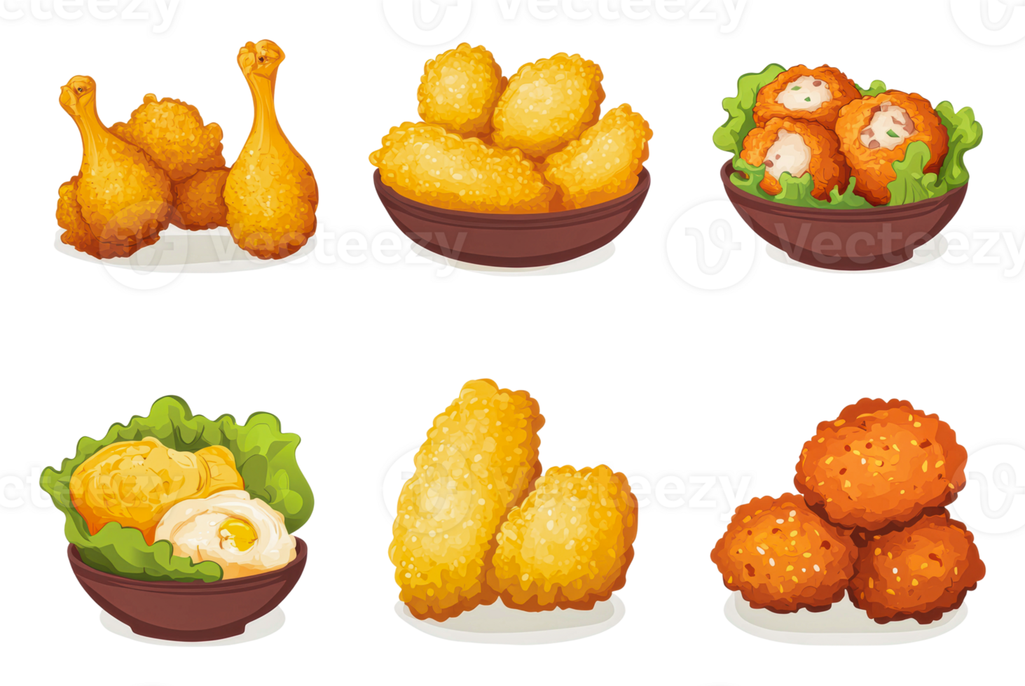 Delicious variety of fried appetizers on display png
