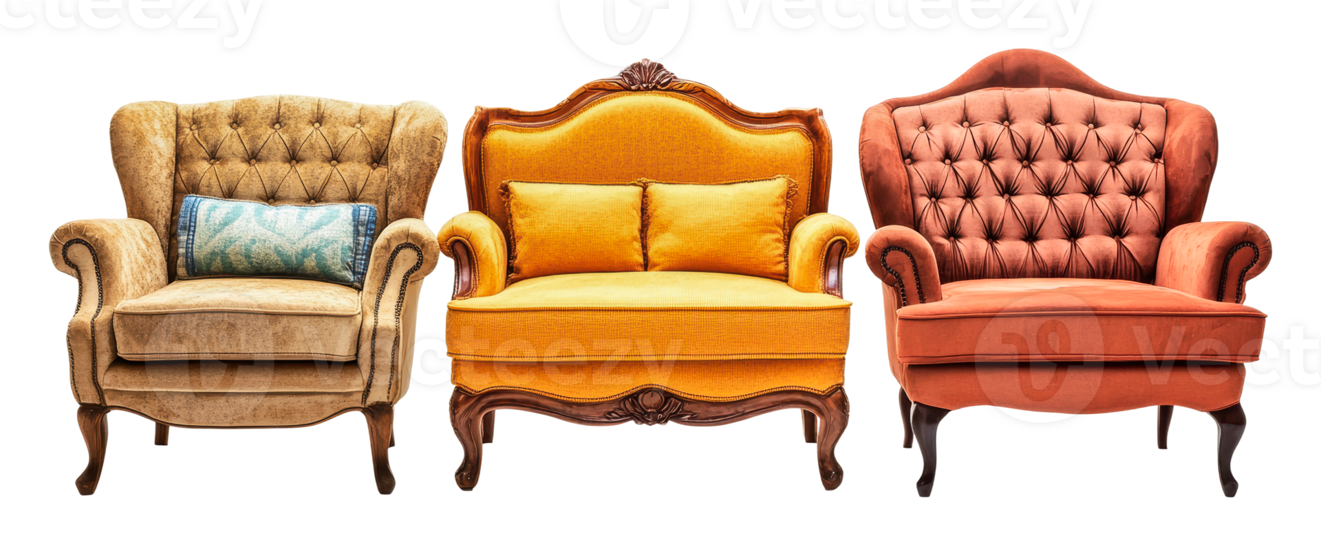 Bold vintage chairs on display png