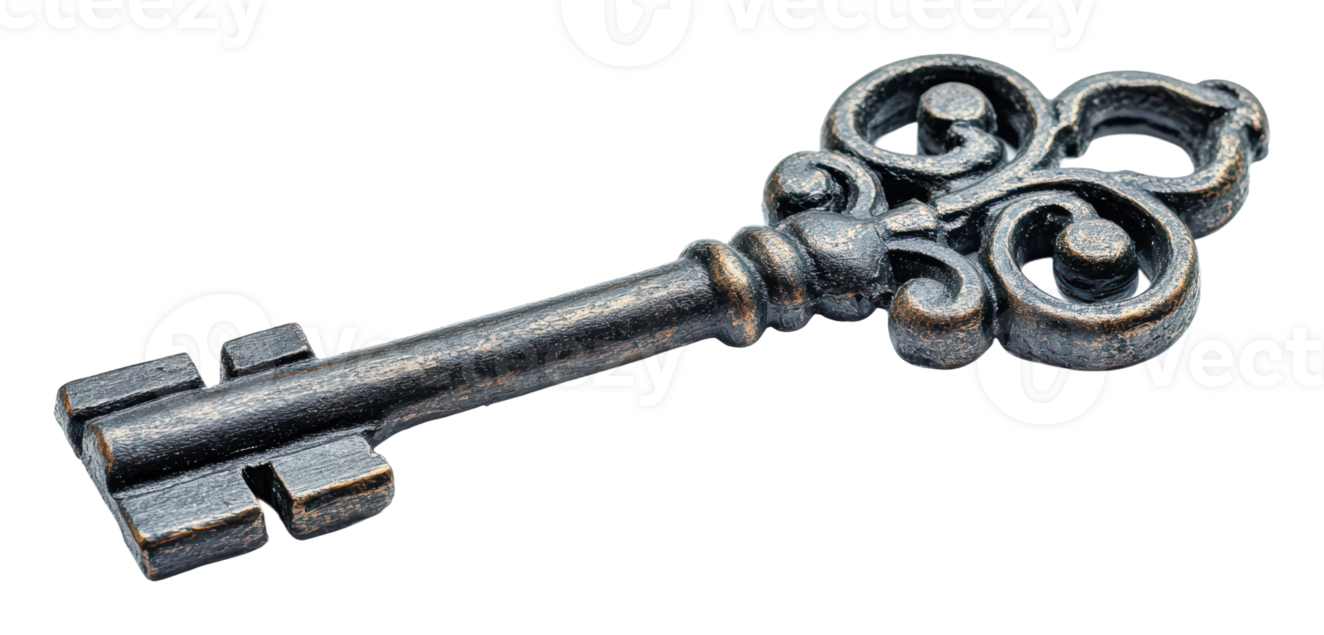 Intricate old decorative key on display png