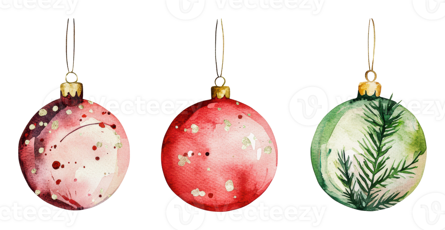 Hand-painted watercolor Christmas ornaments png