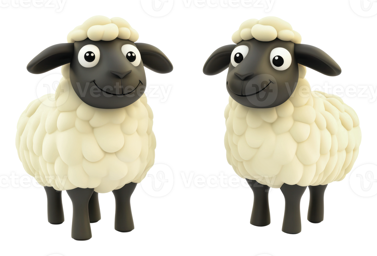 Cute cartoon sheep standing side by side png