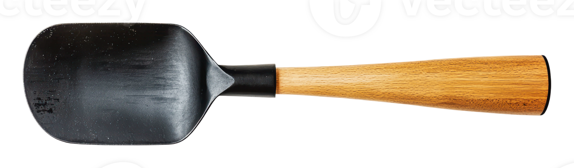 Gardening tool with wooden handle in close-up view png