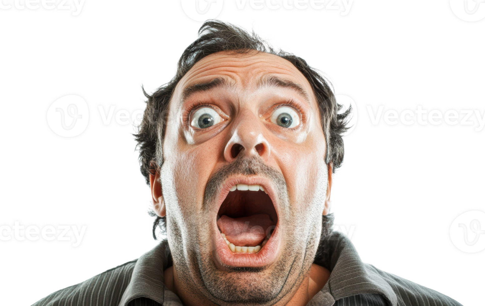 Man expressing shock with wide eyes and open mouth png