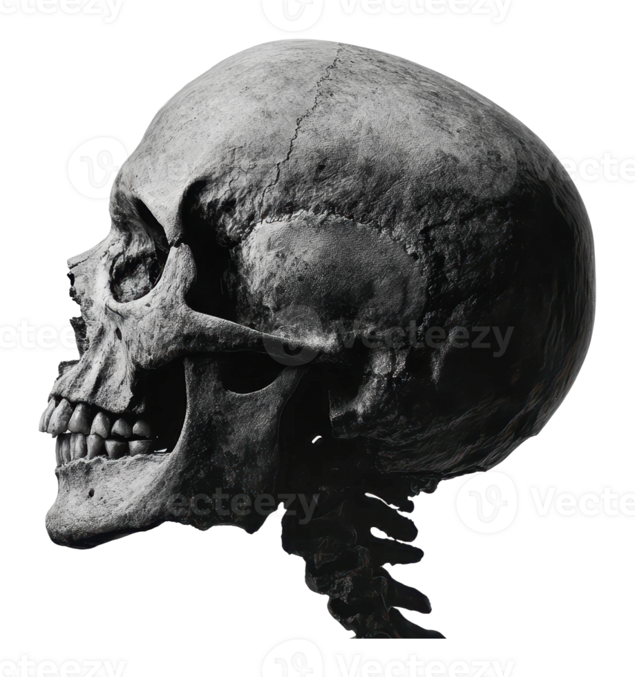 Human skull study showcasing intricate details png