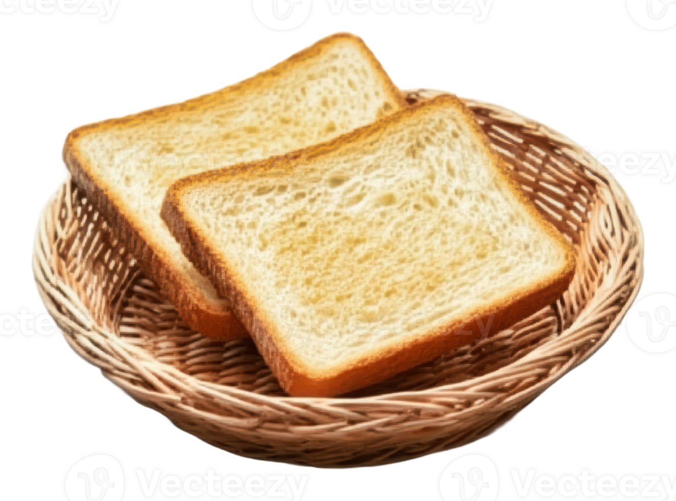 Freshly toasted bread served in a woven basket png