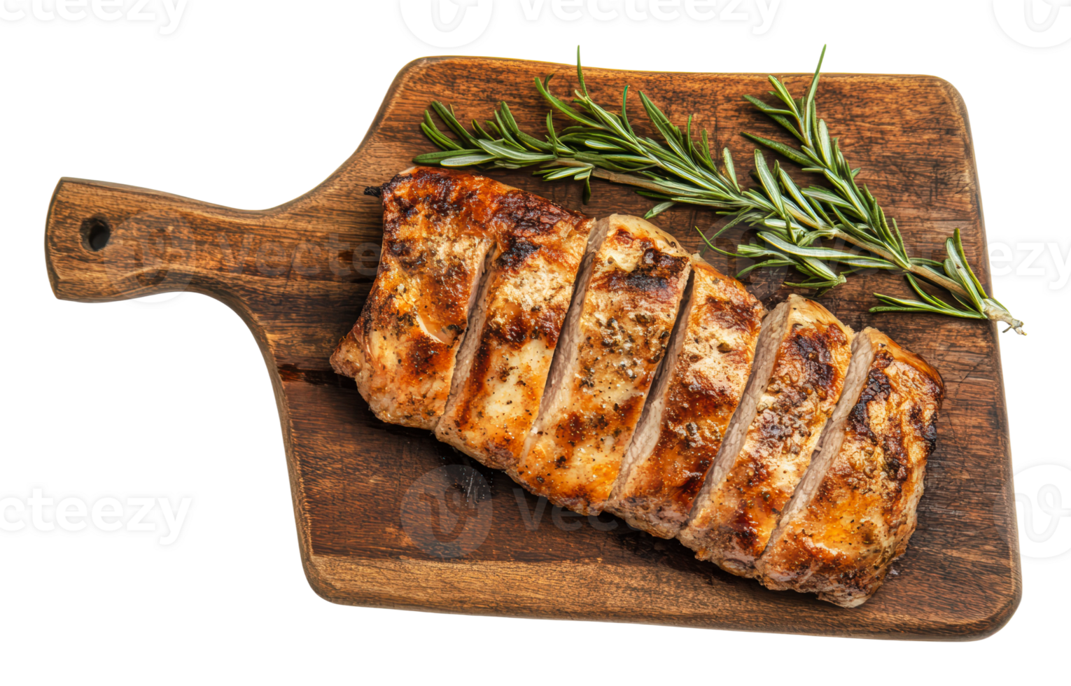 Grilled meat served on a wooden cutting board png