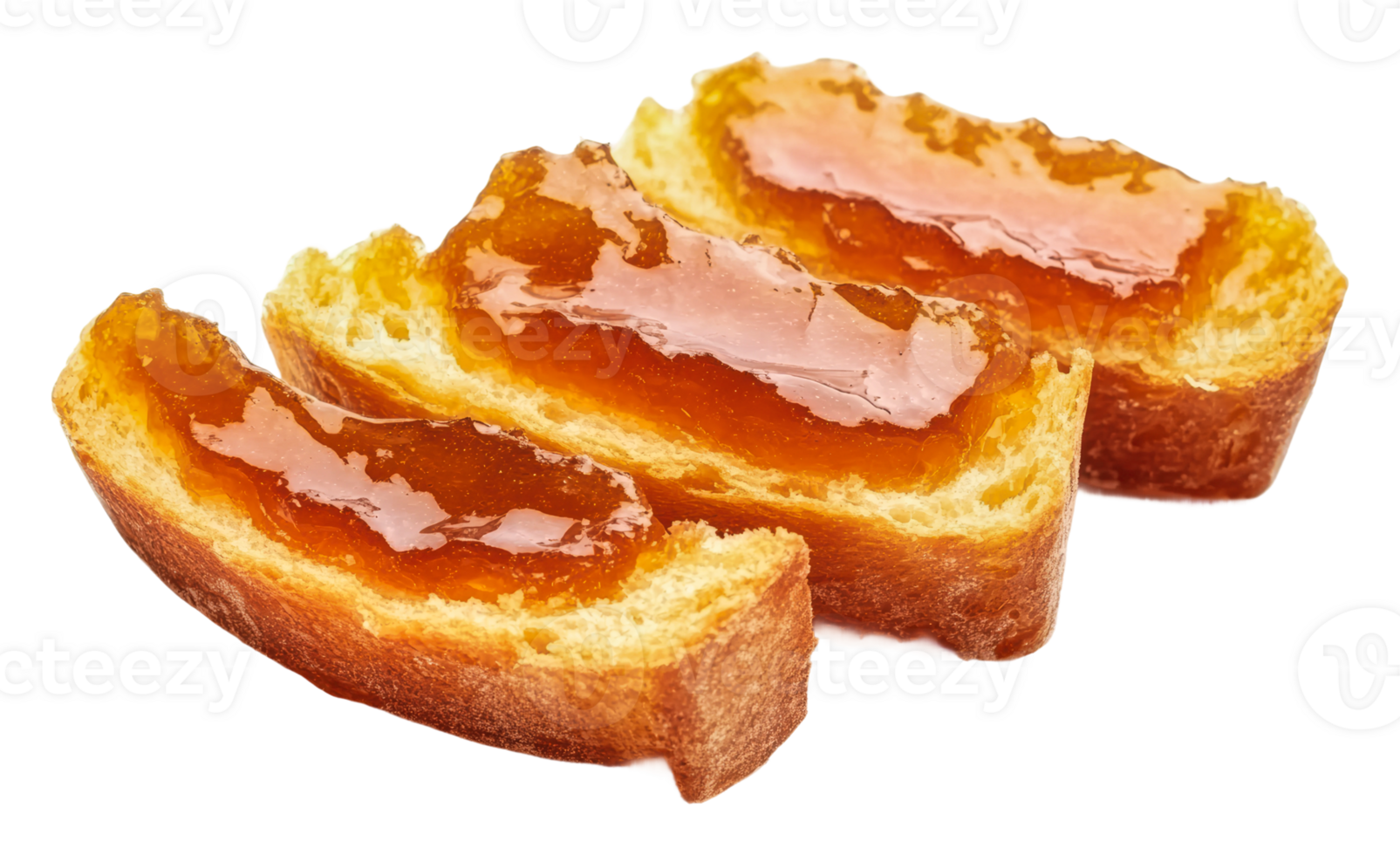Delicious slices of bread topped with fruit spread png