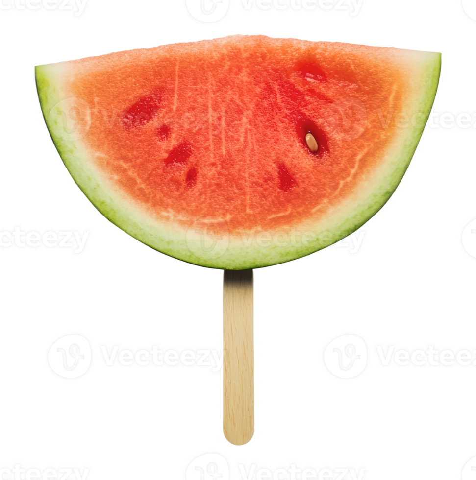 Fresh watermelon slice on a wooden stick in summer png