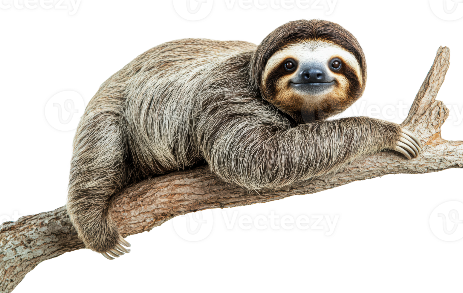 Sloth resting on a branch in a serene pose png