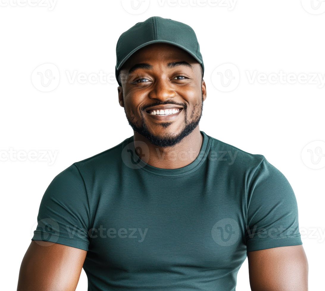Smiling man in cap poses for cheerful portrait png