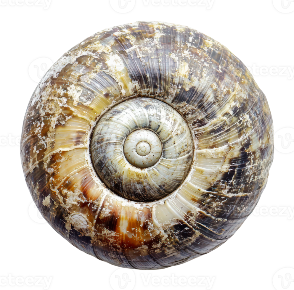 Beautiful spiral shell resting on a surface png