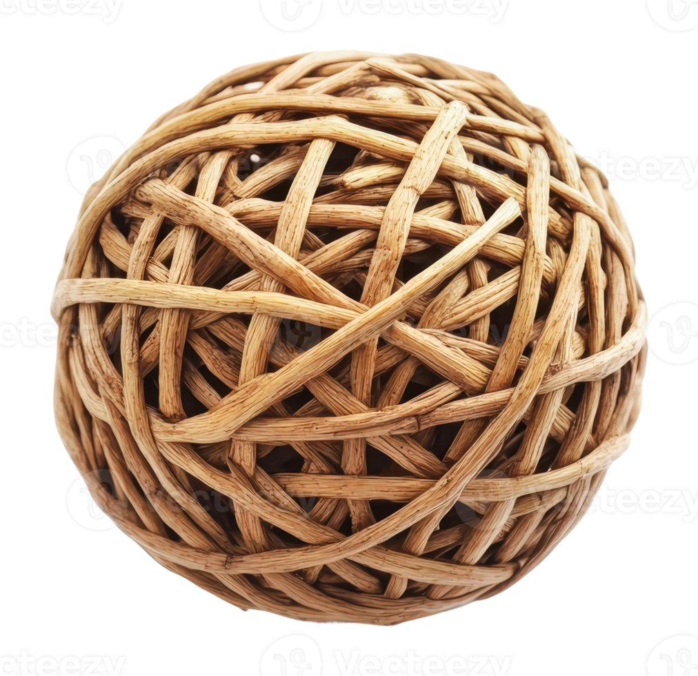 Decorative woven ball in natural fibers at home png