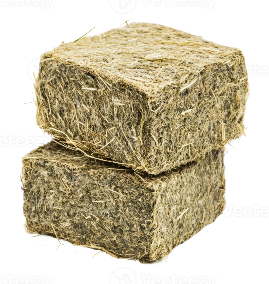 Hay bales stacked neatly in a farm setting png