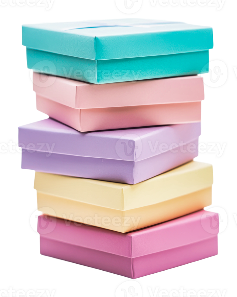 Colorful stacked gift boxes ready for celebration png