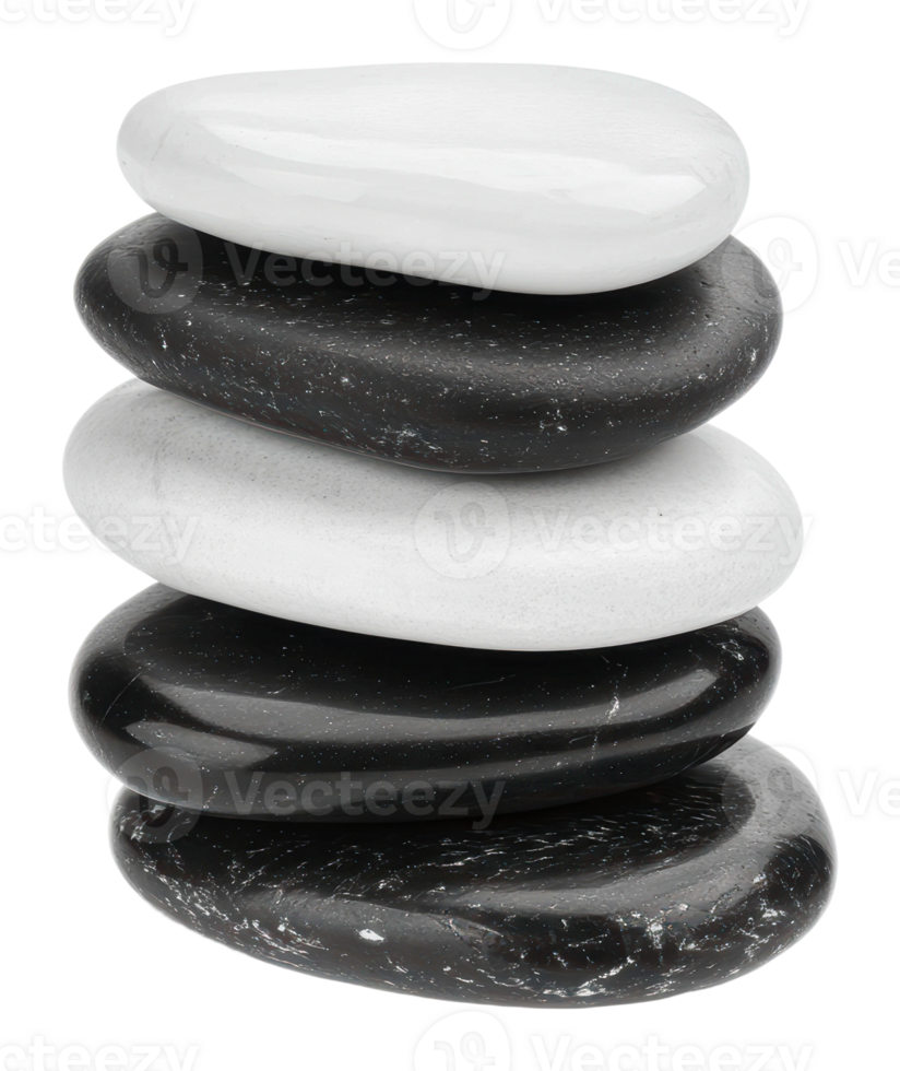 Stacked black and white pebbles create balance png