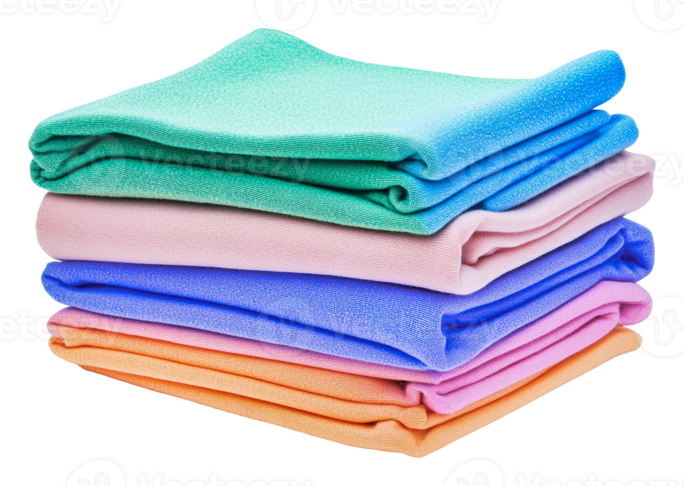 Colorful stack of soft microfiber cleaning cloths png
