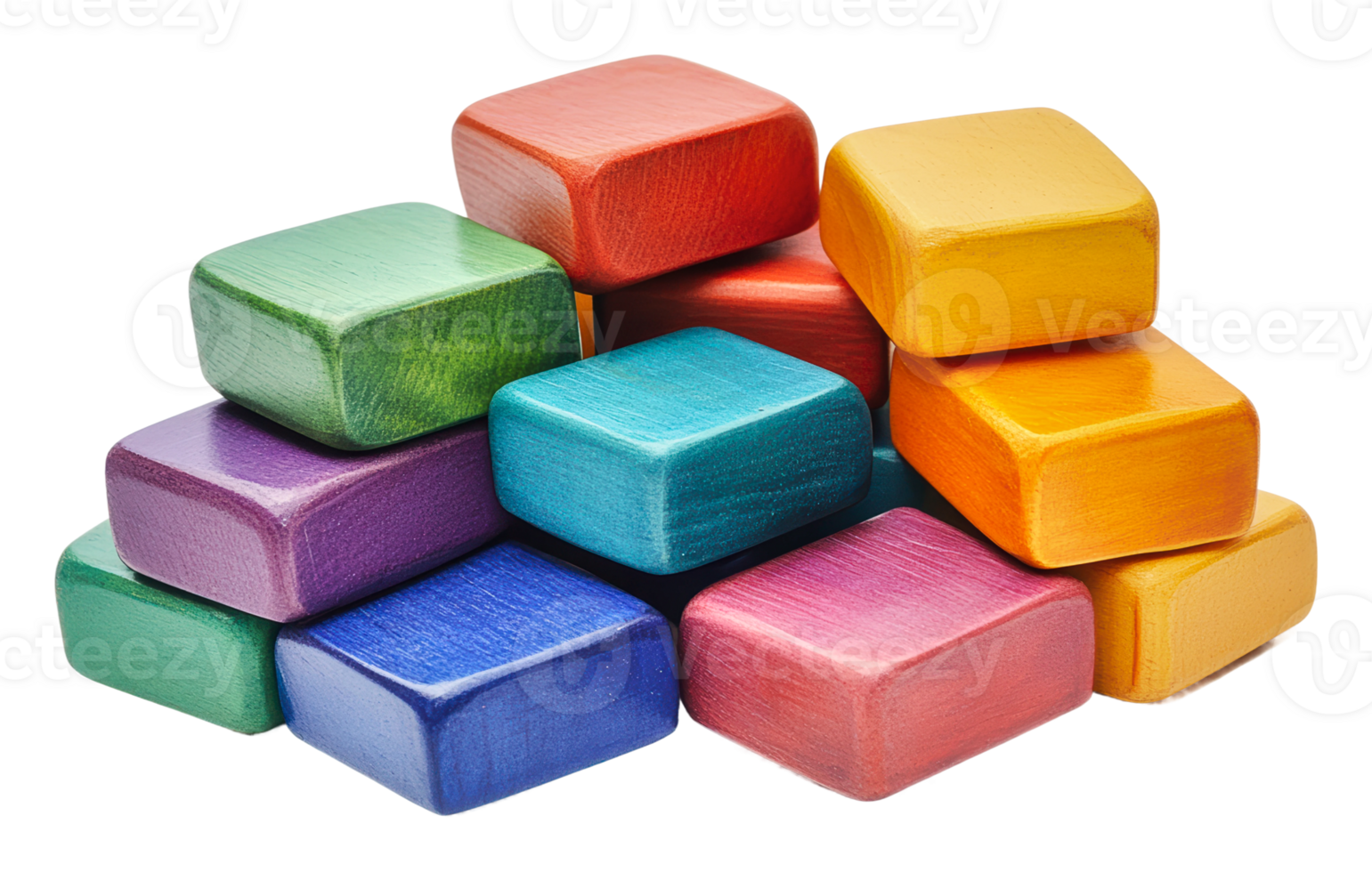 Stacked colorful wooden blocks png