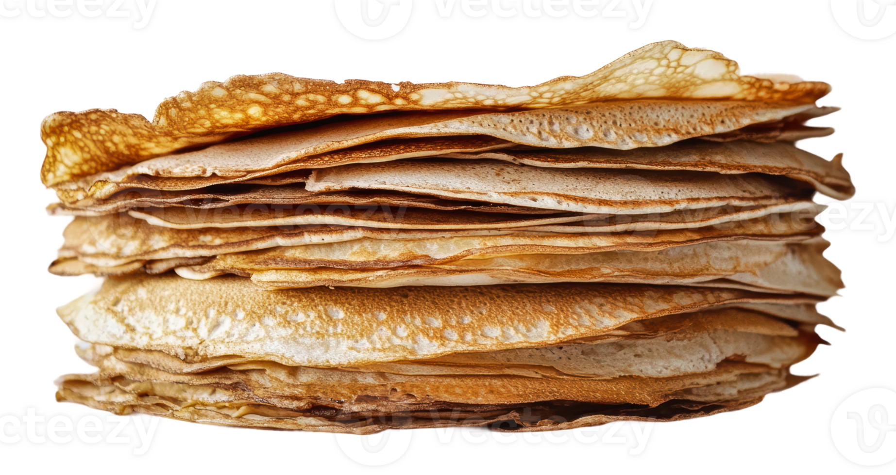 Stack of thin pancakes ready for serving png