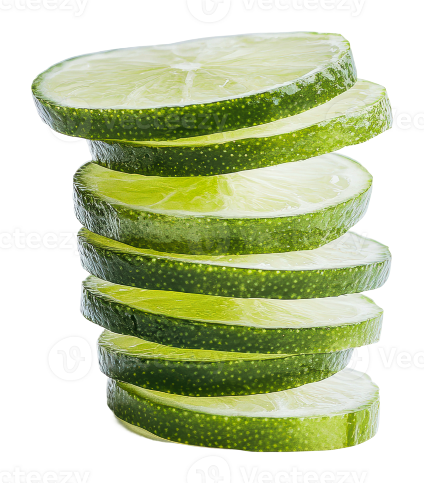 Vertical stack of fresh lime slices png