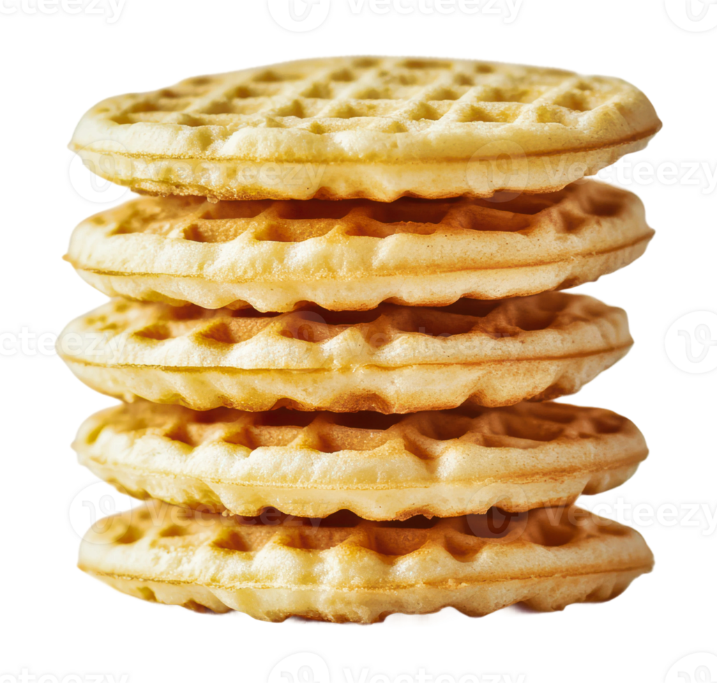 Stack of golden waffles ready for breakfast png