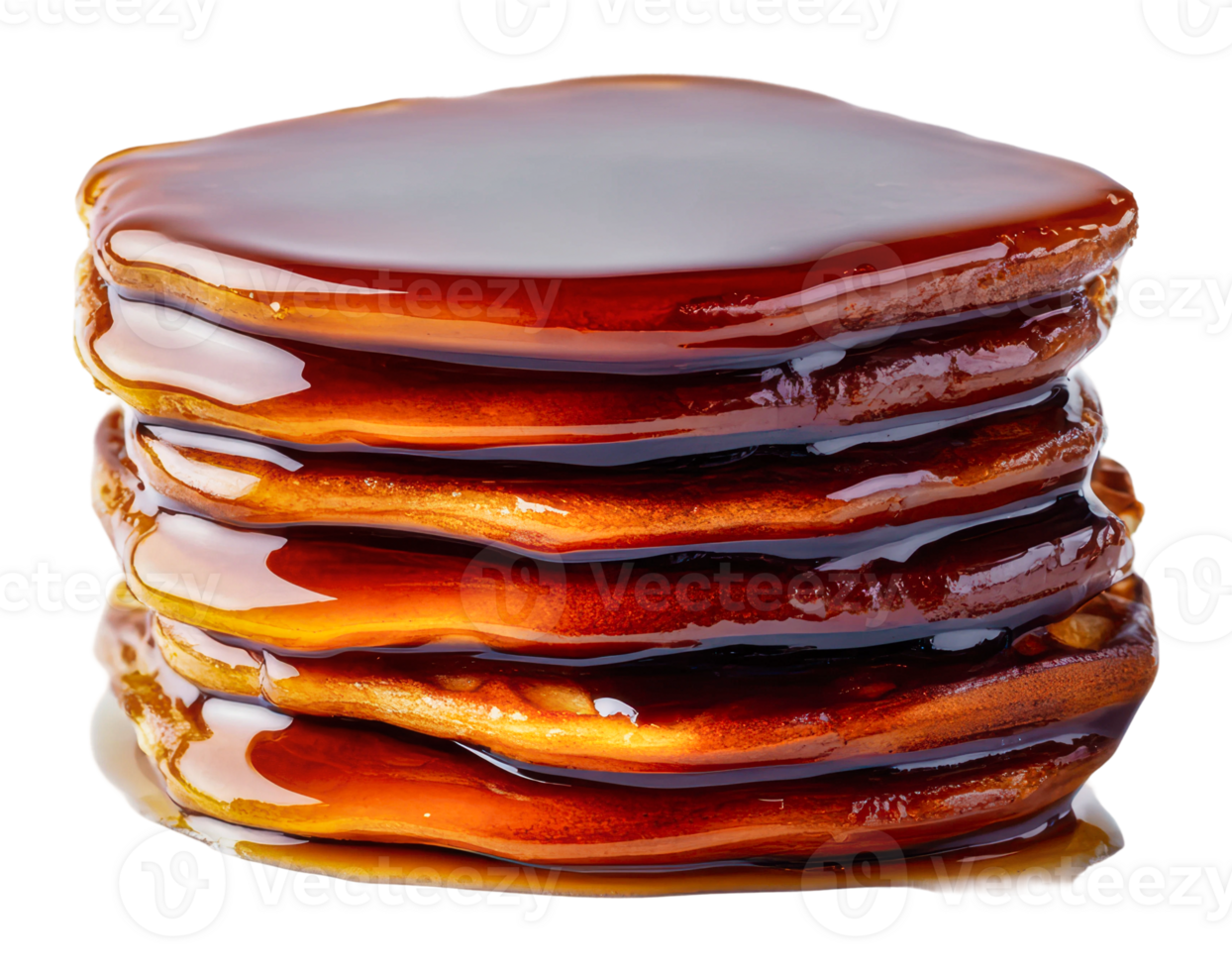Delicious stack of pancakes drizzled with syrup png
