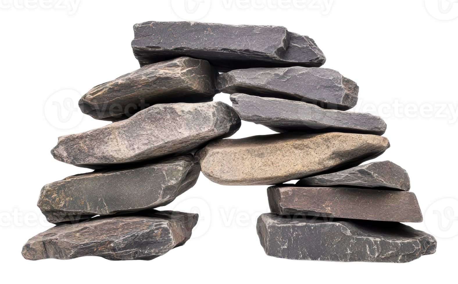 Rock formation created with stacked stones png