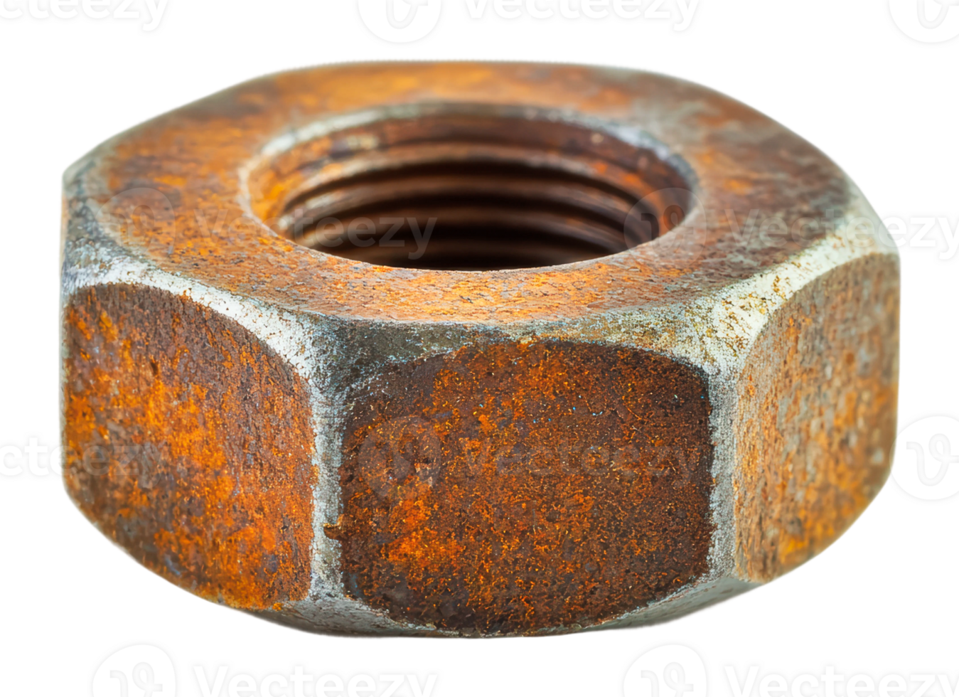 Rusty nut lying on a workbench in a workshop png
