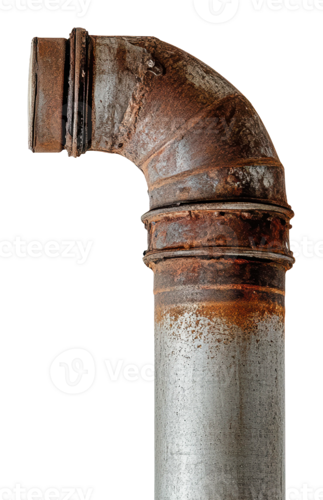 Rusty metal pipe elbow in industrial setting png