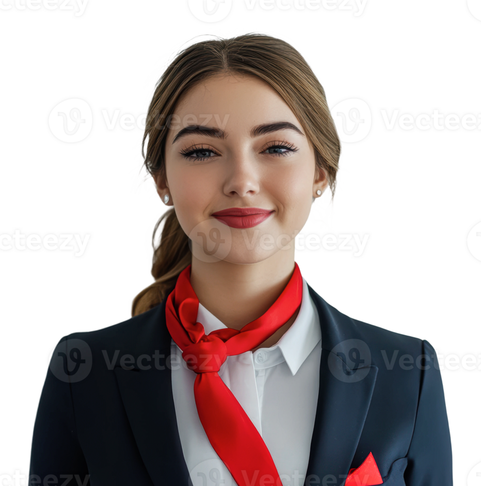 Professional woman with red scarf in suit png