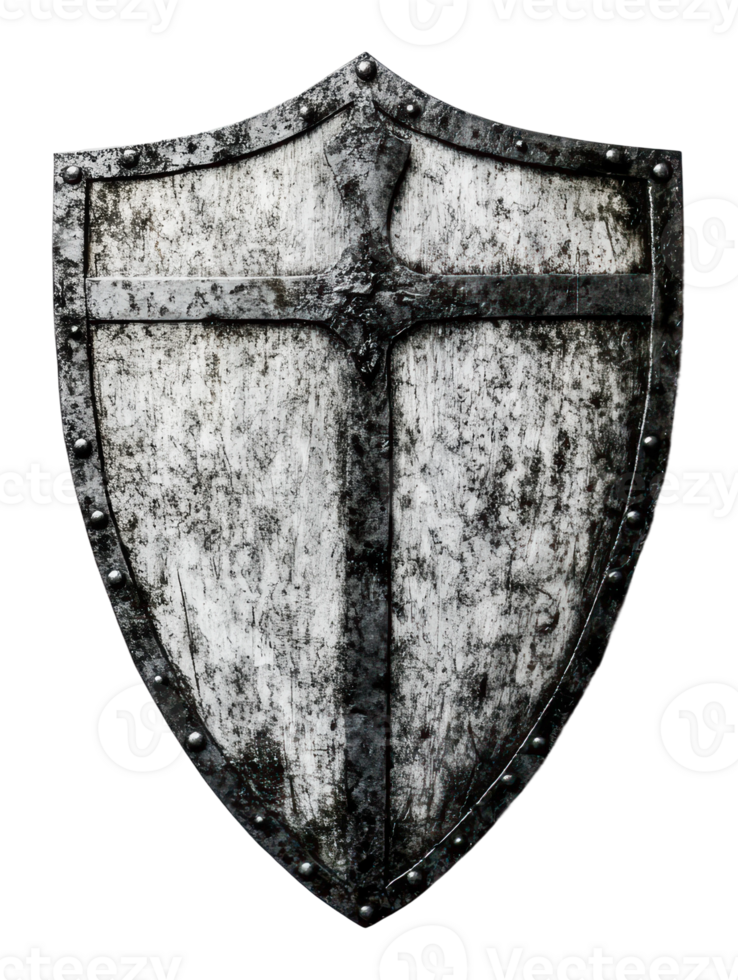 Weathered cross-design rustic shield png