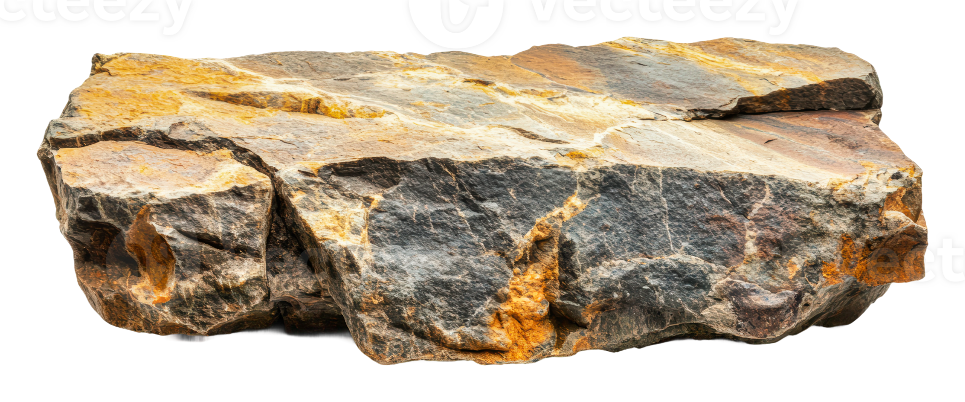 Large textured rock with earthy colors lying flat png