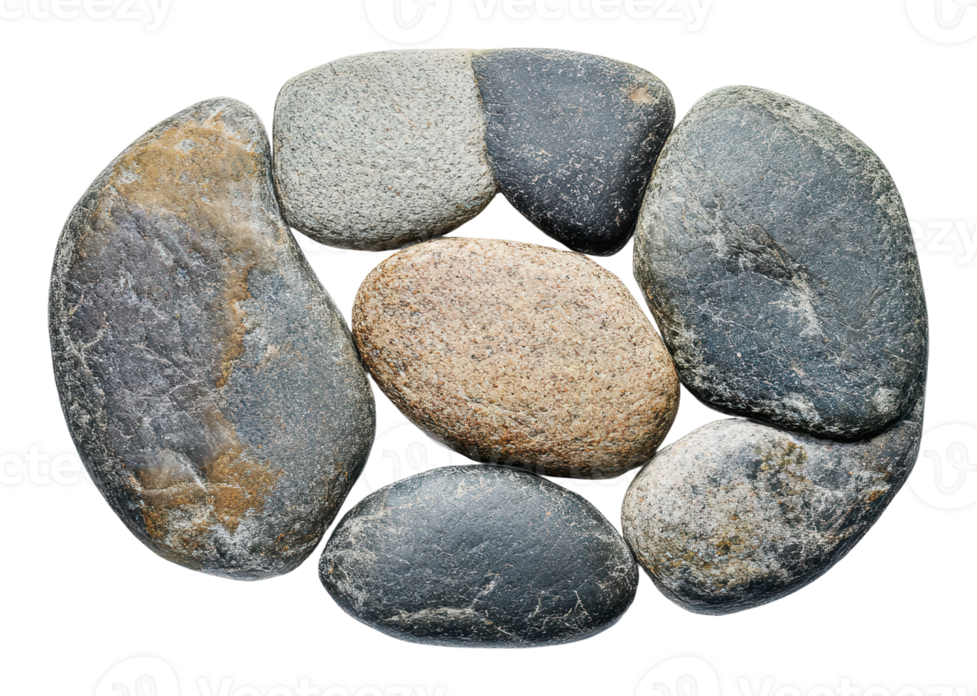 Collection of smooth stones in various shapes png