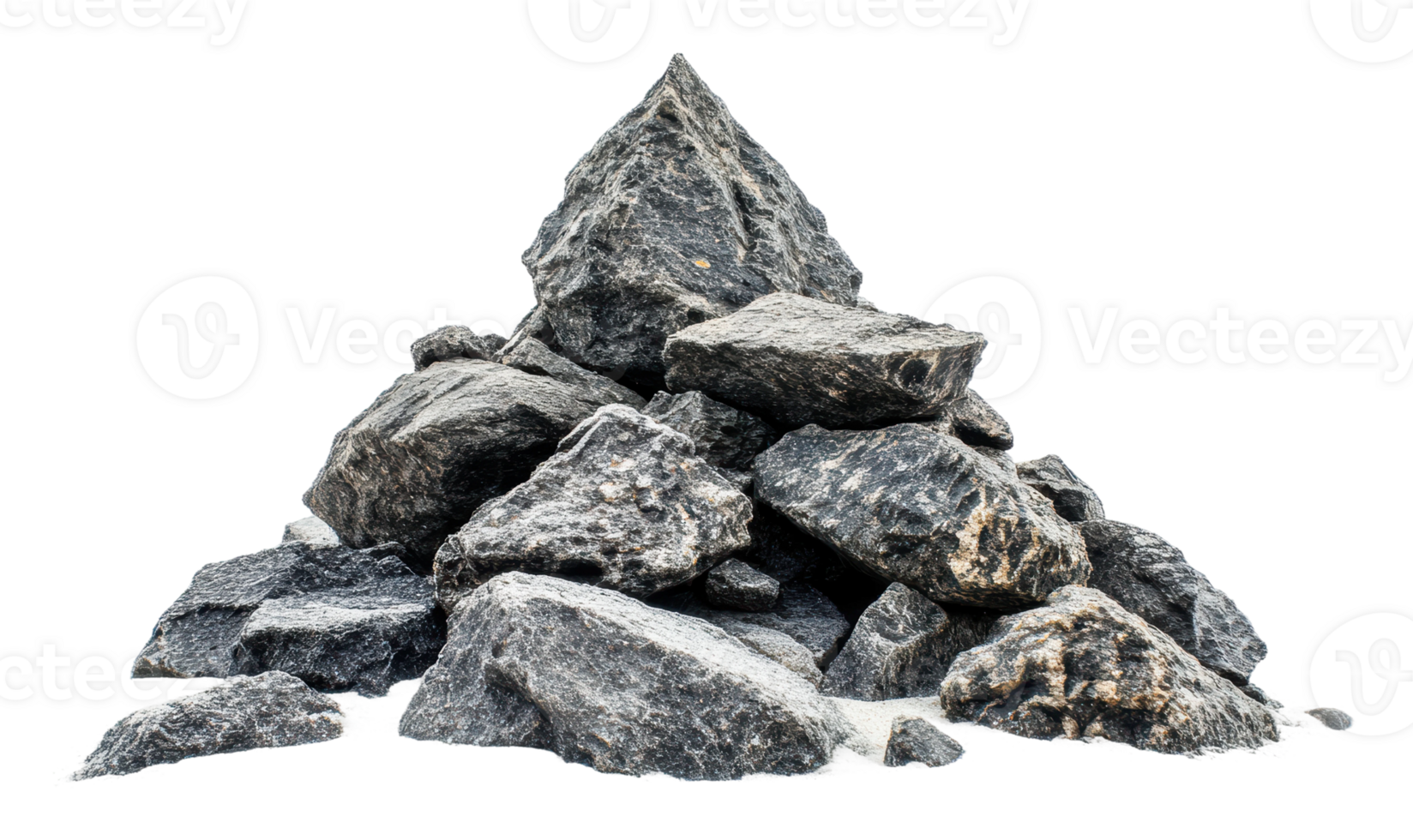 Pile of dark gray rocks on white background png