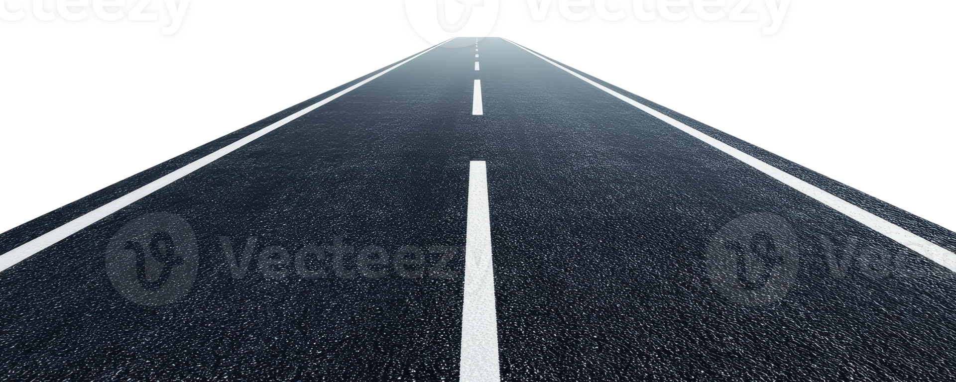 Long empty road stretches into a bright horizon png