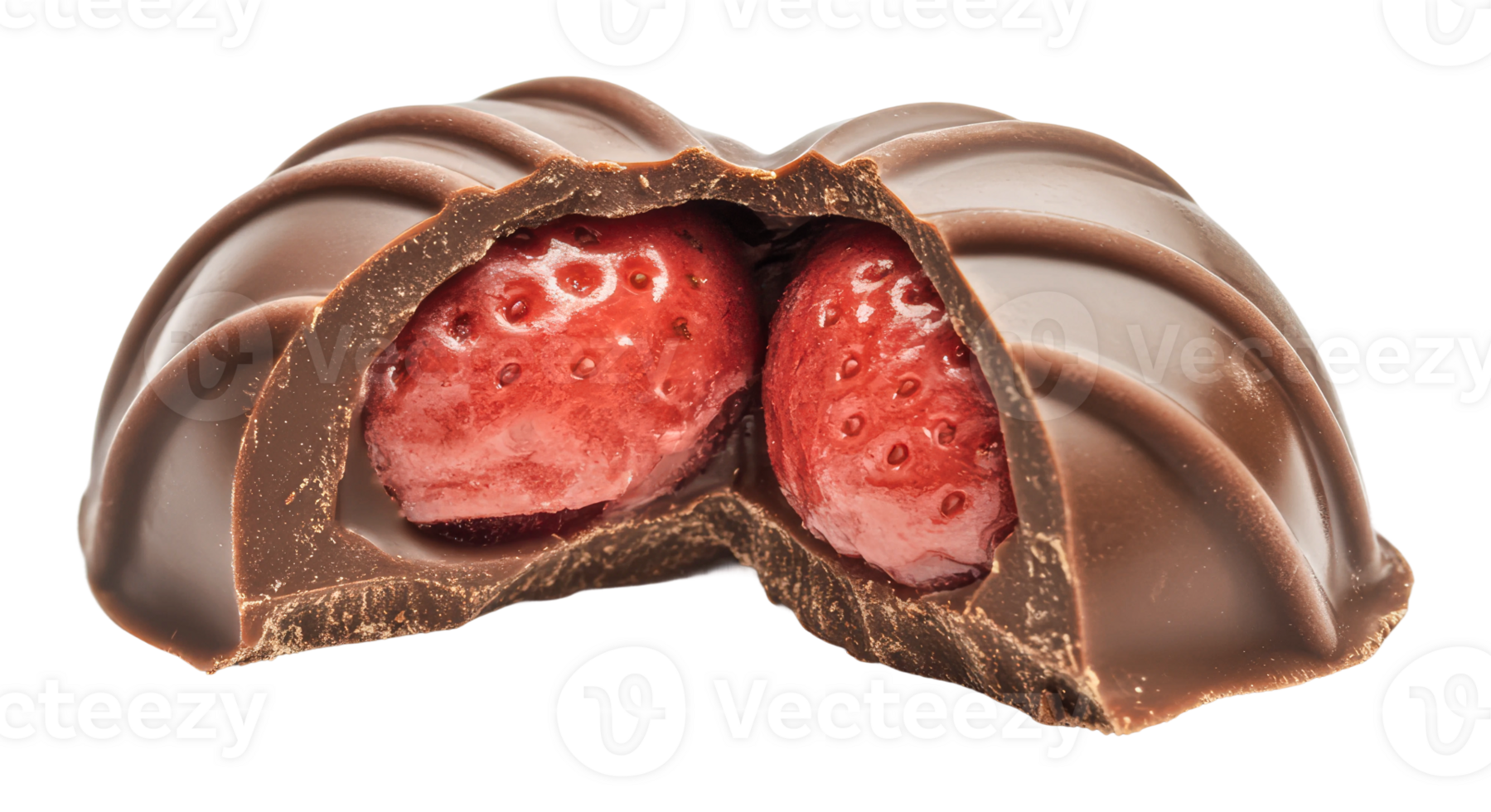 Chocolate dessert with fresh strawberries inside png
