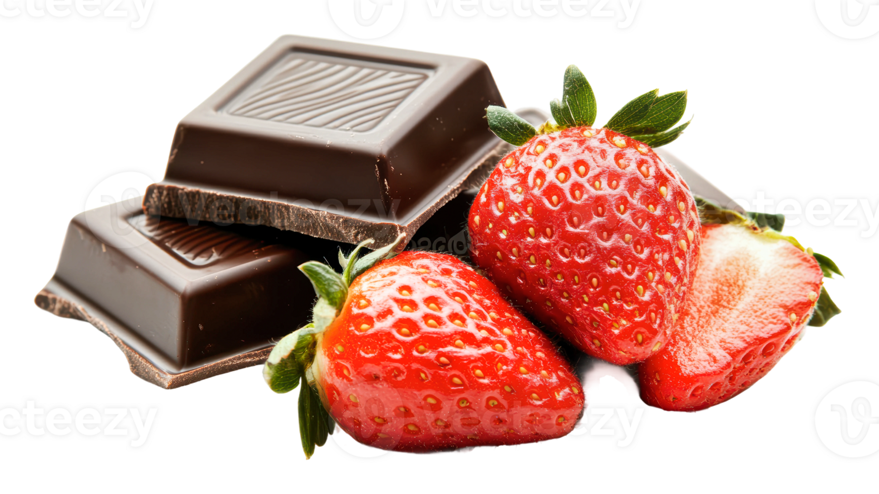 Chocolate and strawberries arranged for dessert png