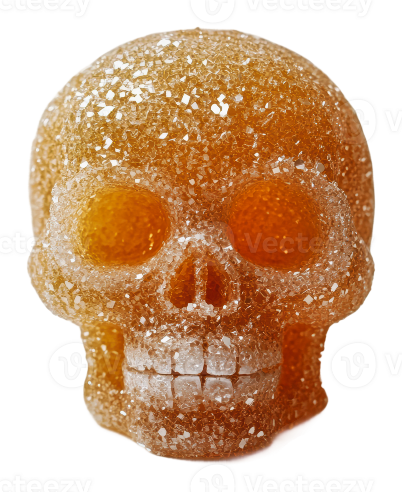 Unique orange skull-shaped candy for Halloween png