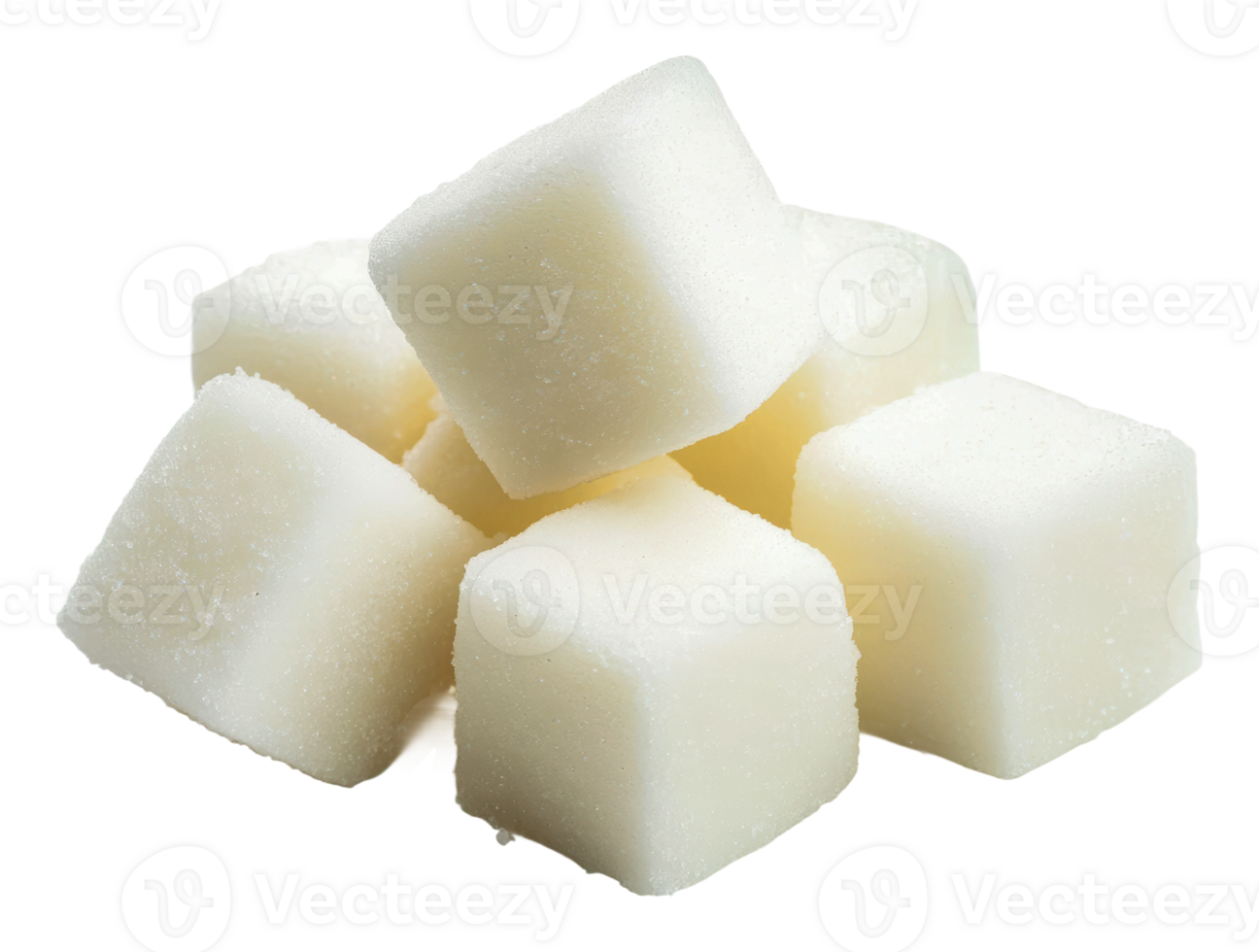Sugar cubes piled on a white backdrop png
