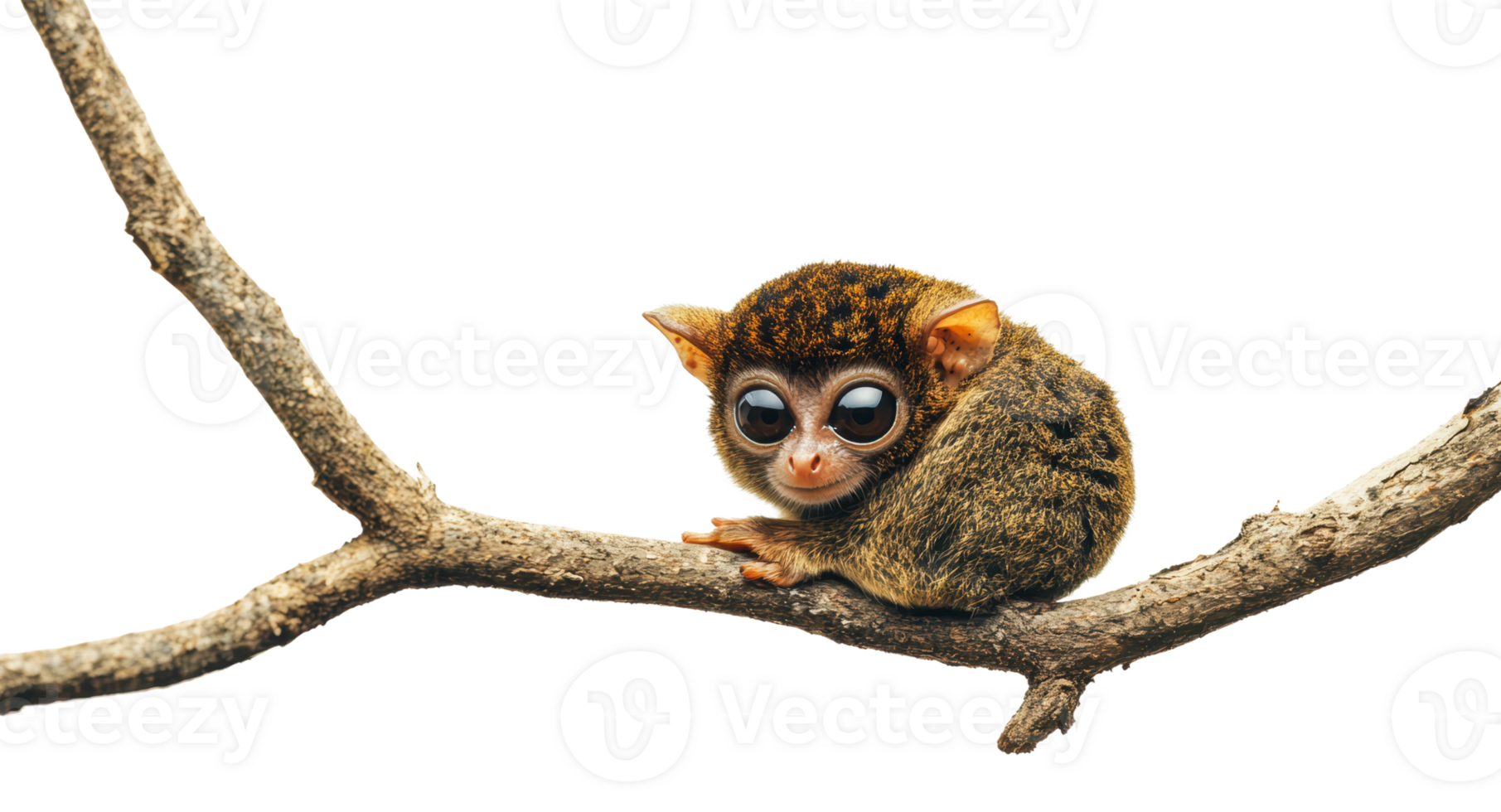 Cute primate perched on a branch in nature png