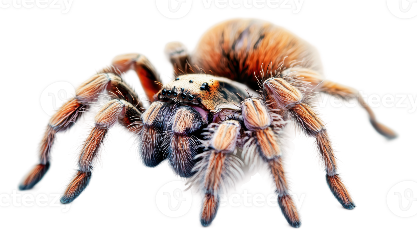 Detailed close-up of a tarantula in natural light png