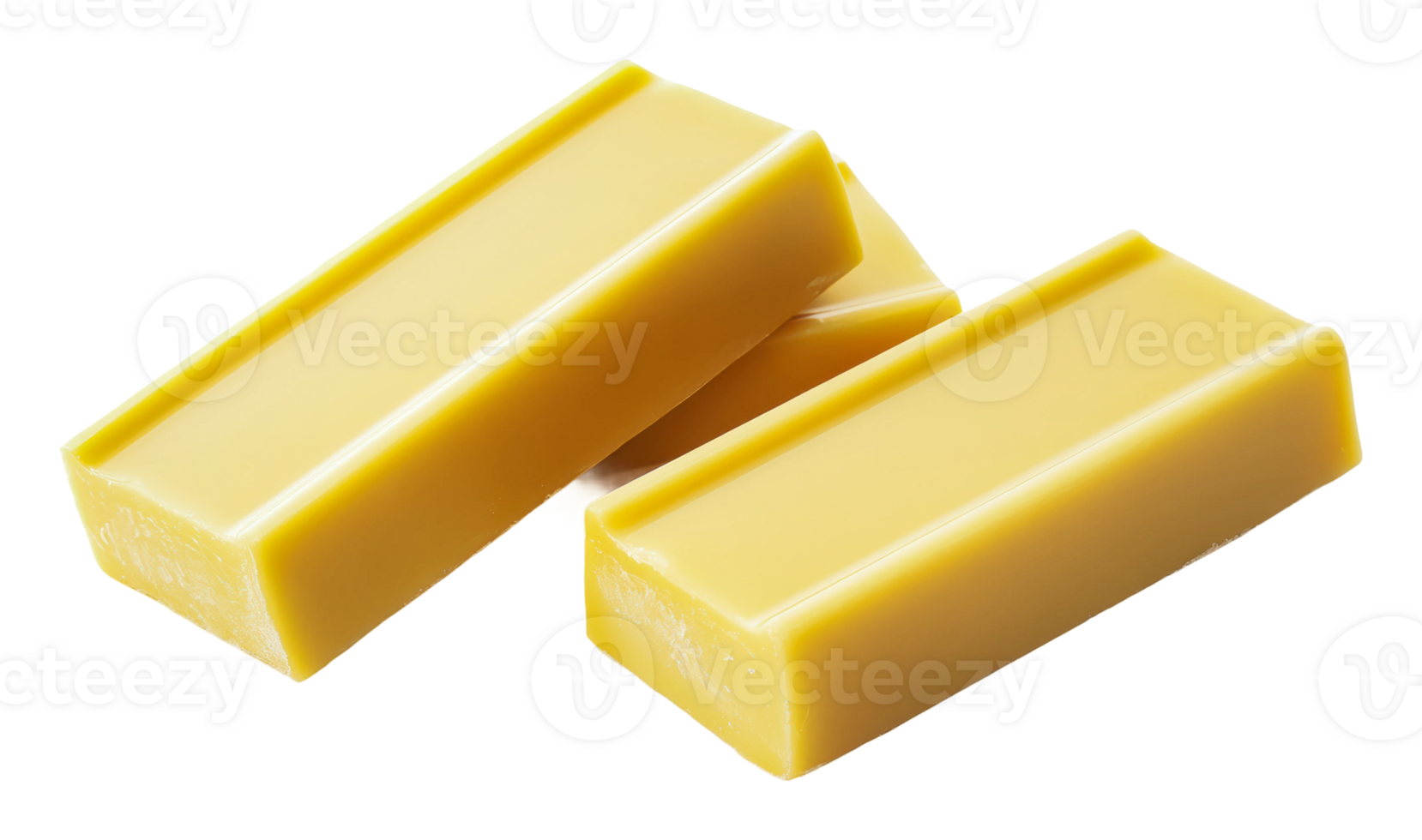 Yellow wax bars stacked on a white background png