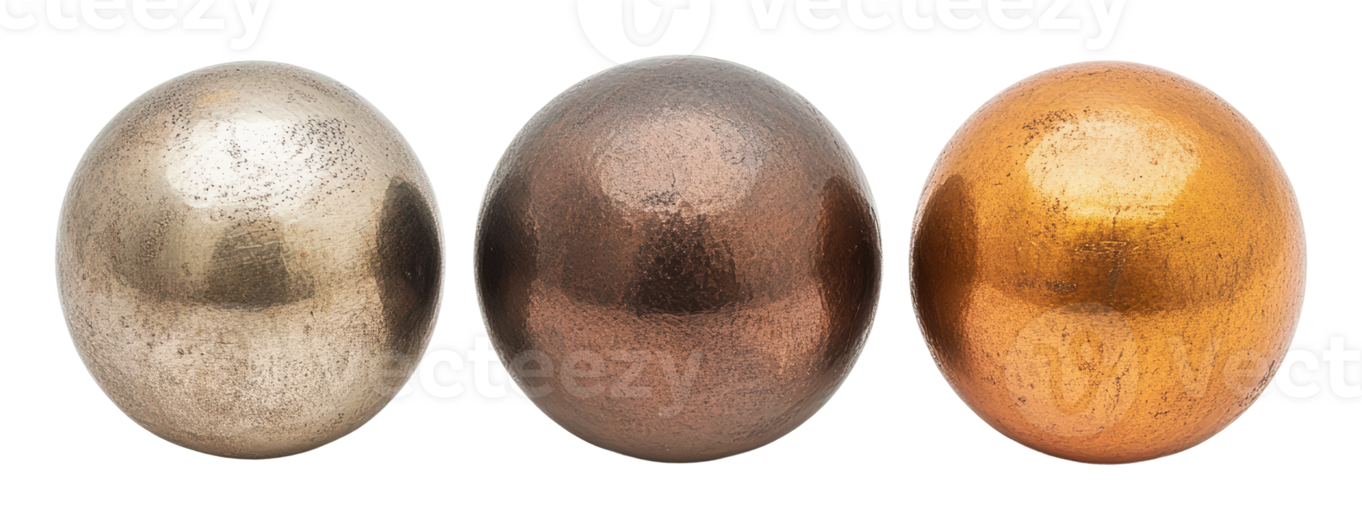 Colorful metal spheres on display png