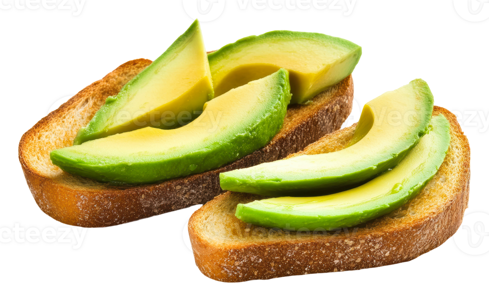 Delicious avocado slices on toasted bread png