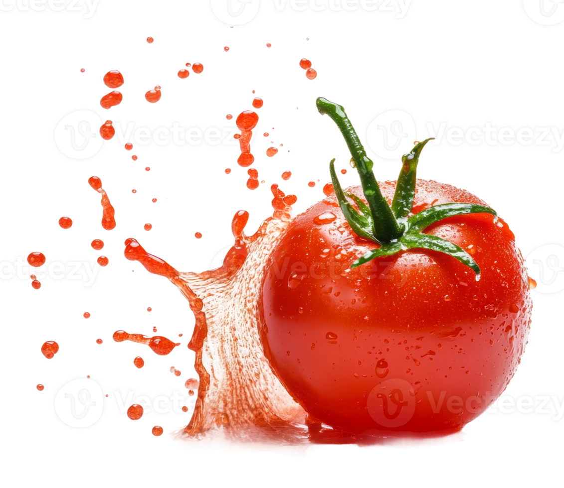Fresh tomato glistens in bright light png
