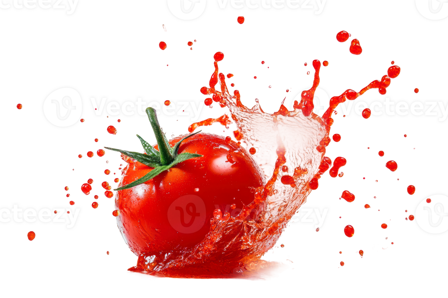 Fresh tomato splashed in bright light png