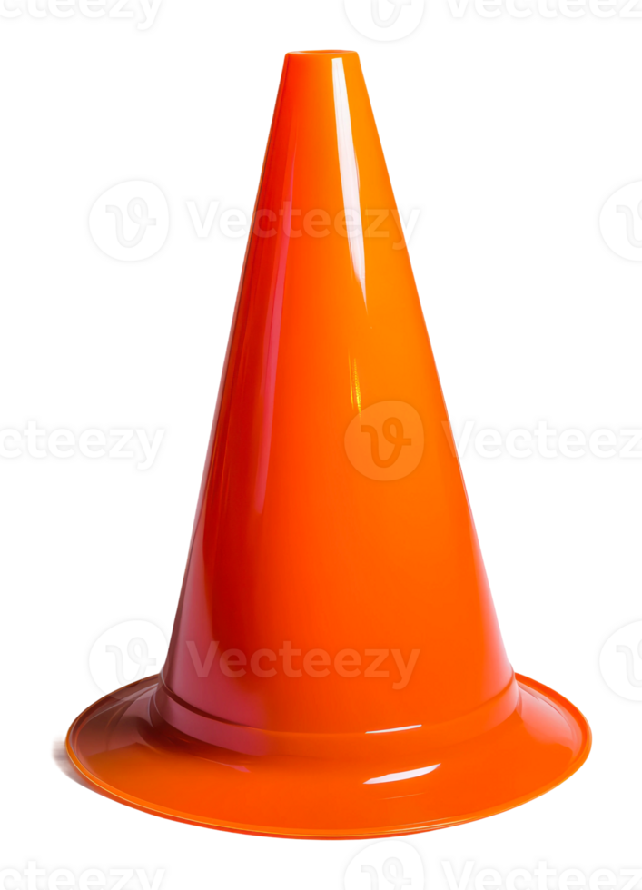 Orange traffic cone on white background png