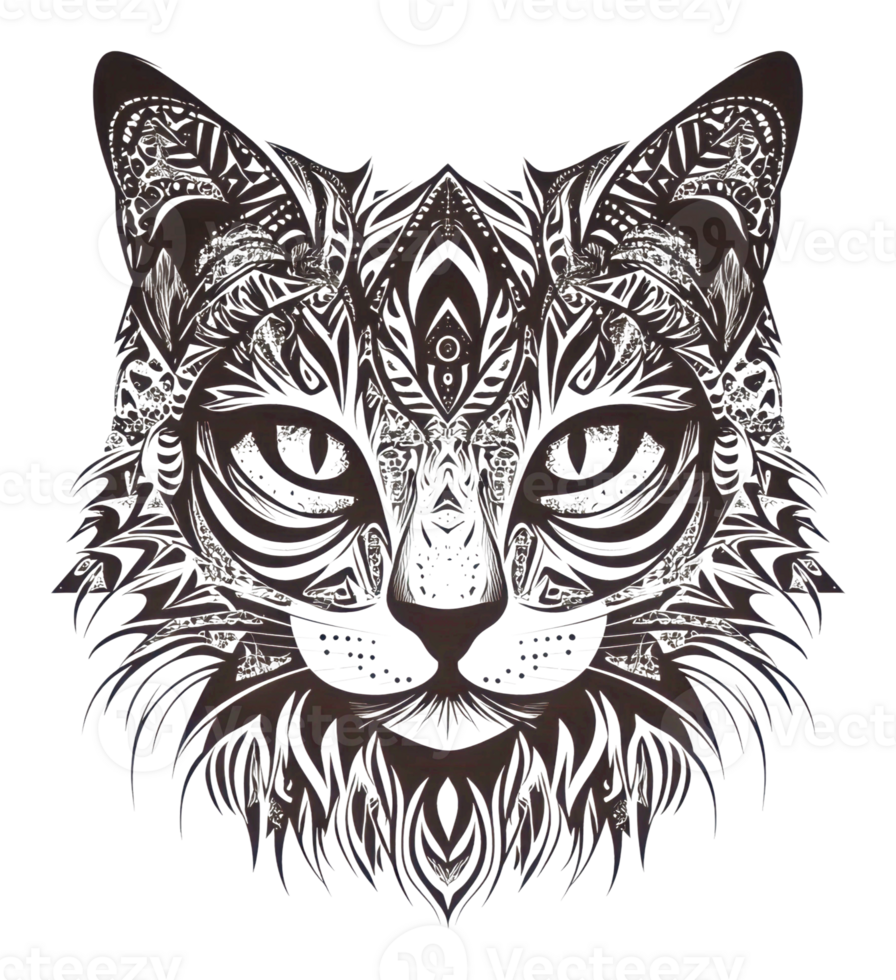 Intricate tiger face illustration png